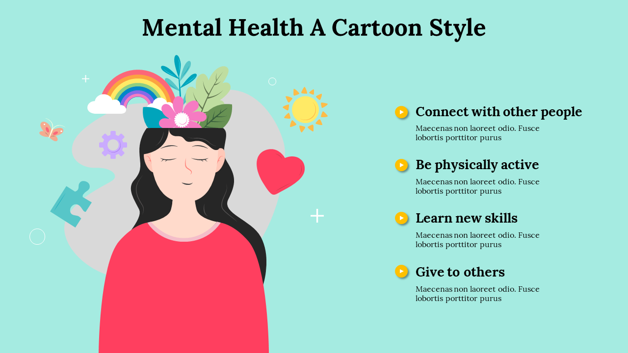 Mental Health A Cartoon Style PPT And Google Slides