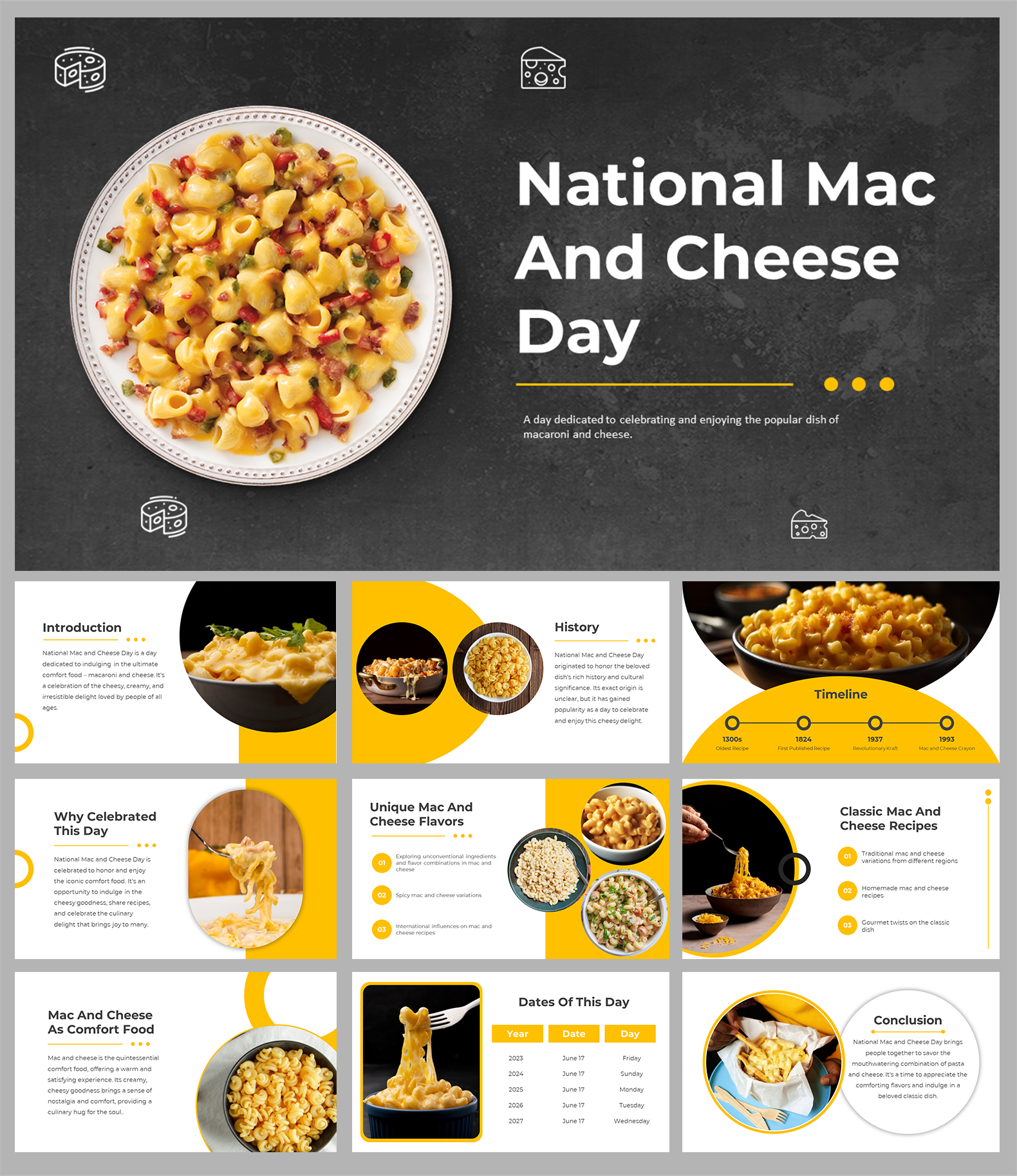 National Mac and Cheese Day PPT and Google Slides Templates
