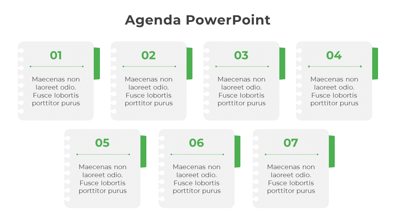 Editable Agenda PPT And Google Slides With Green Color