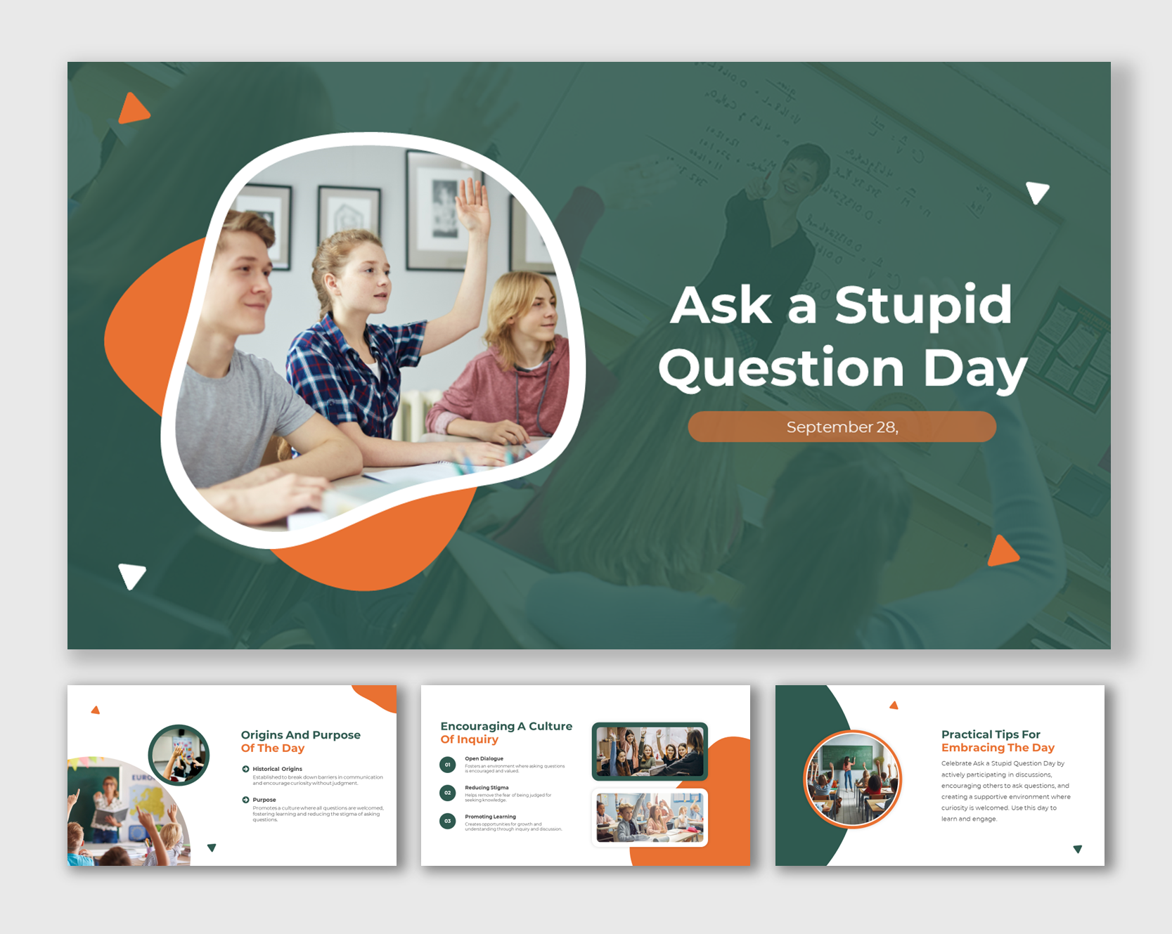 Ask a stupid question day powerpoint and canva templates