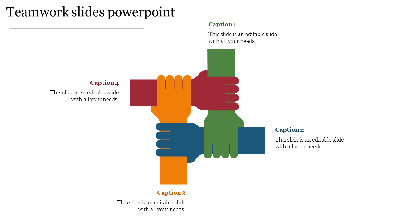 Effective Teamwork Slides PowerPoint Template With Four Nodes