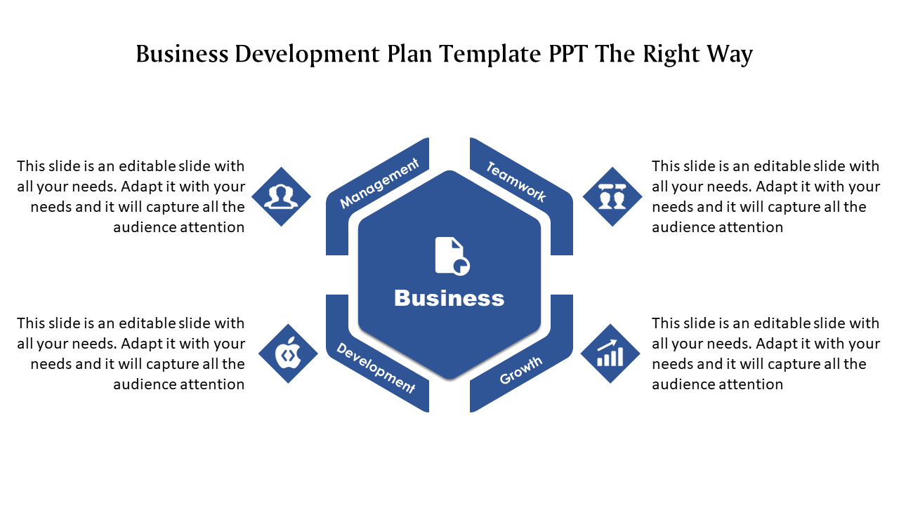 Free - Business Development Plan Template PPT- Hexagonal Model Intended For Business Development Presentation Template
