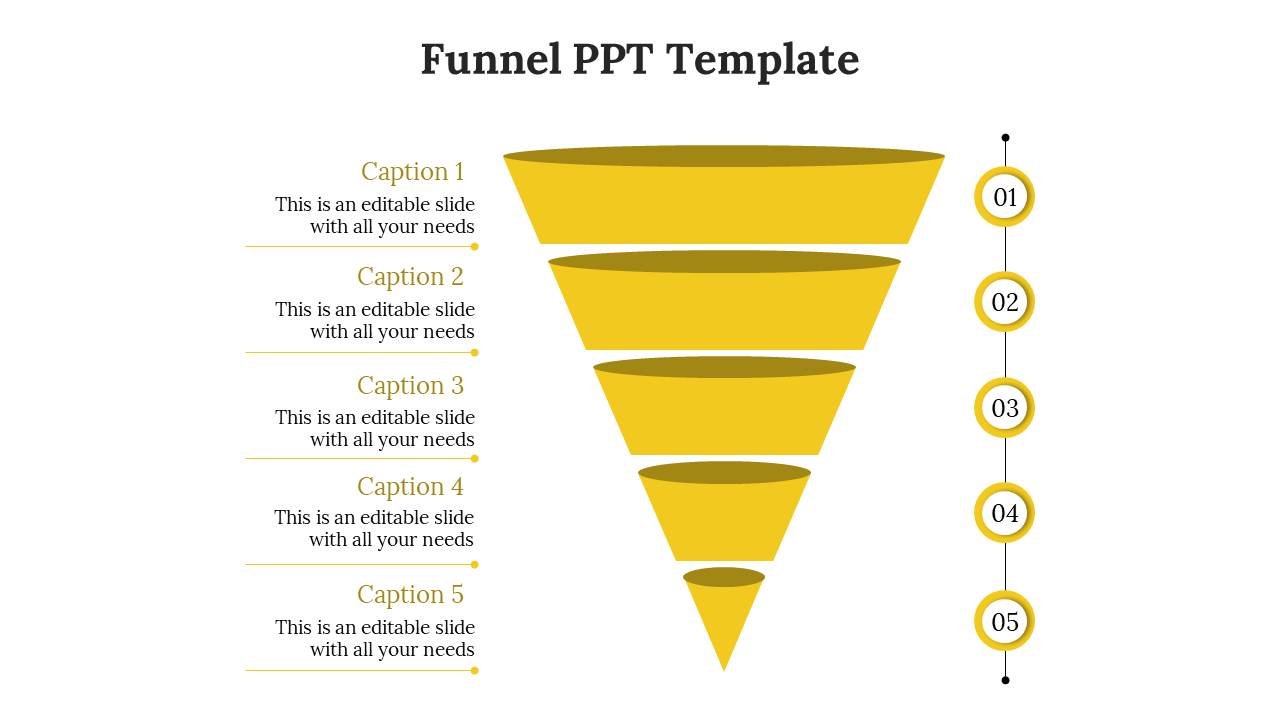 Free - Majestic Yellow Color Funnel PPT Template And Google Slides