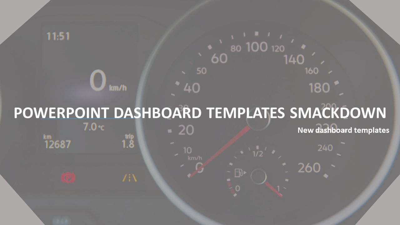 Car dashboard slide with various indicators, displaying speed, temperature, and trip information, overlaid with text.