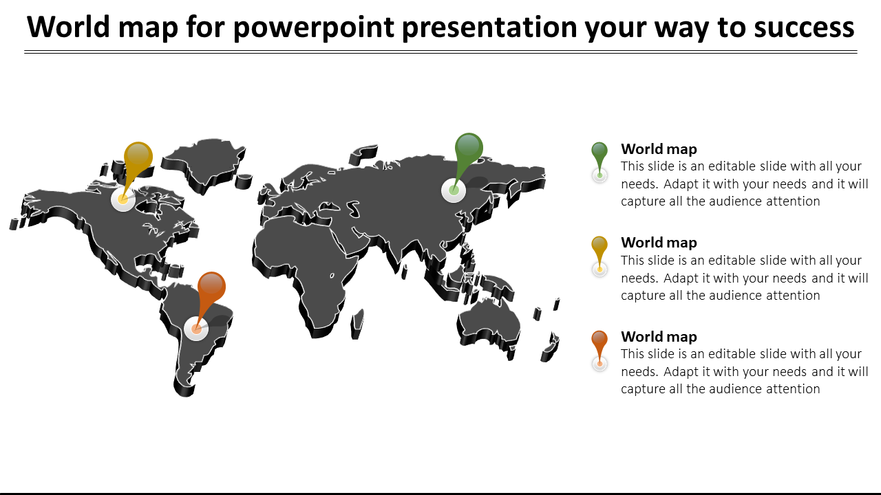 Free - Editable World Map For PowerPoint Presentation