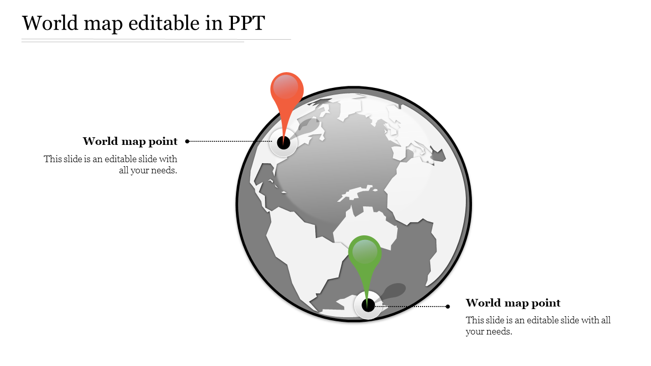 World Map Editable In PPT - Globe Design