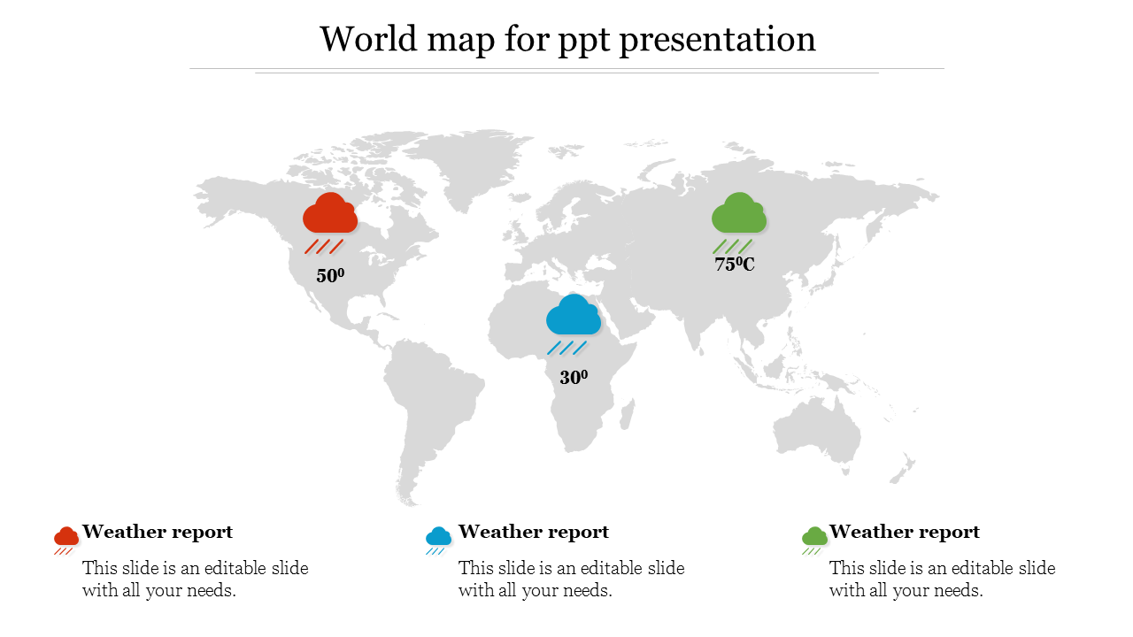 World Map For PPT Presentation - Weather Report