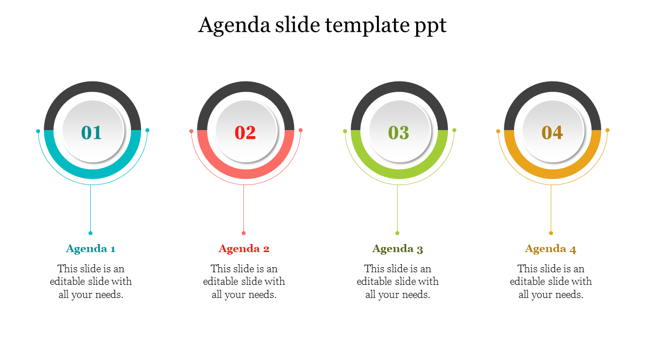 Creative Agenda Slide Template Ppt Four Noded