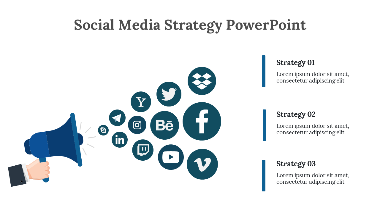 Social Media Strategy PowerPoint Template-Blue