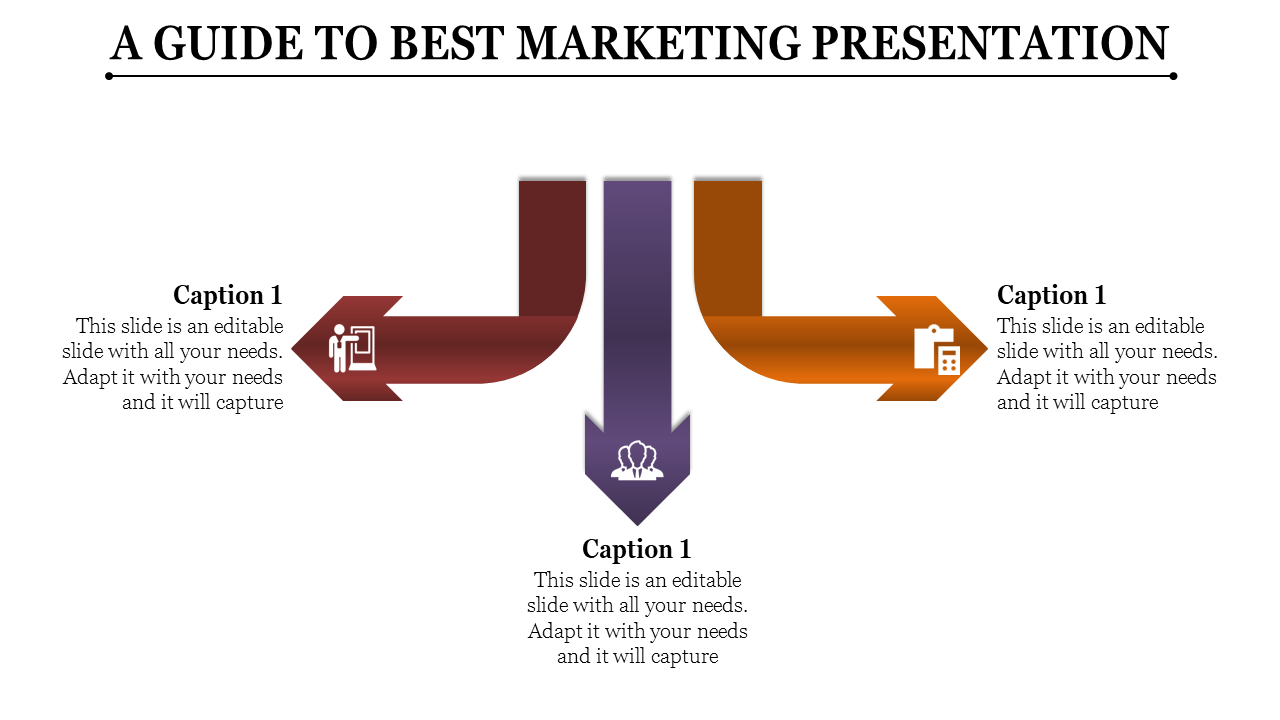 An infographic showing arrows and icons in a business marketing process template.