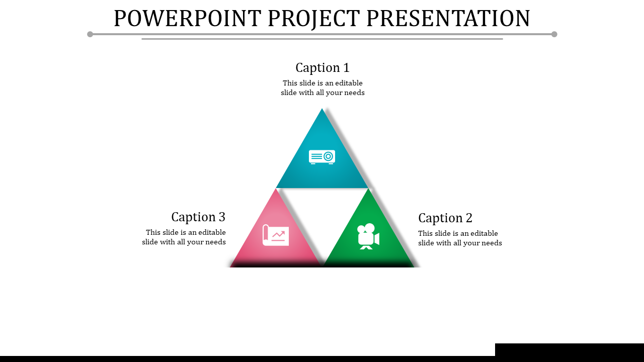 Triangular layout with teal, pink, and green sections, each featuring icons and captions, on a white background.