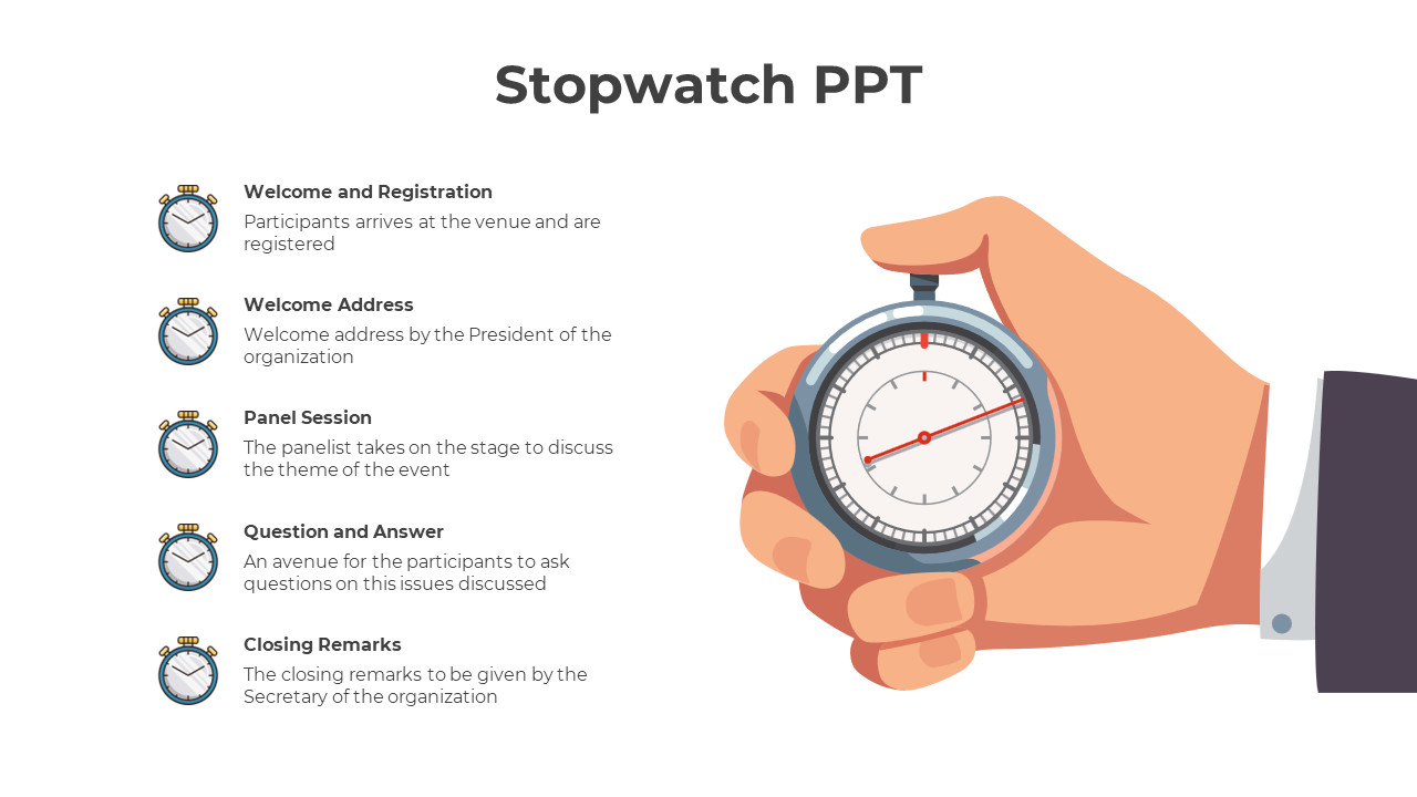 Easy To Customize Stopwatch PPT And Google Slides Template