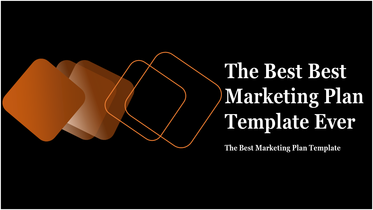 Black background with overlapping orange and brown gradient squares on the left and text on the right.
