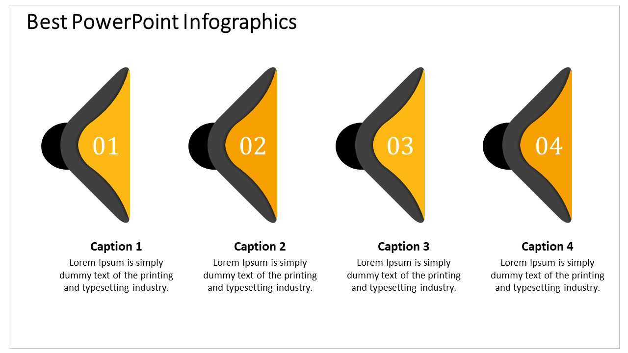 Best PowerPoint infographic template featuring four numbered arrows and captions in orange.