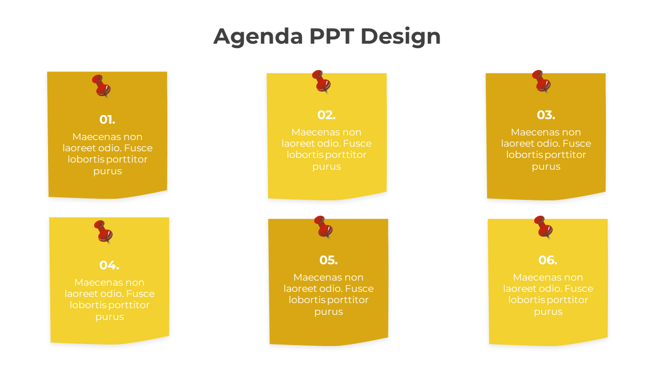 Agenda Design PowerPoint And Google Slides With Yellow Color