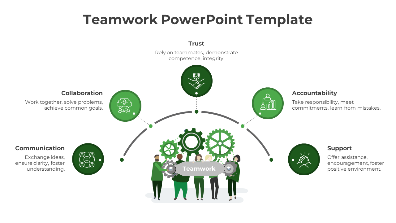 Teamwork PowerPoint Template-Green