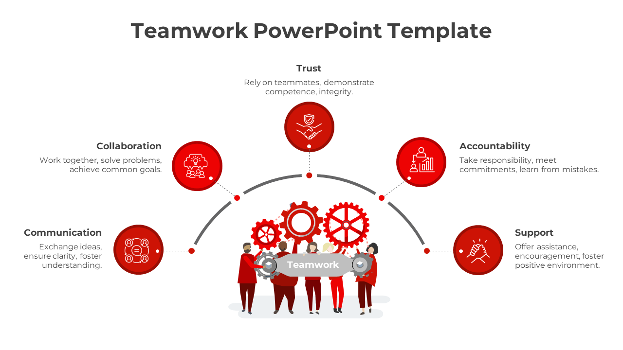 Teamwork PowerPoint Template-Red