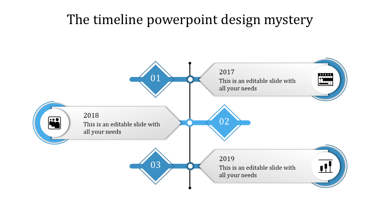 Horizontal purple timeline slide with six circular nodes displaying '20XX,' connected by wavy lines and directional arrows.