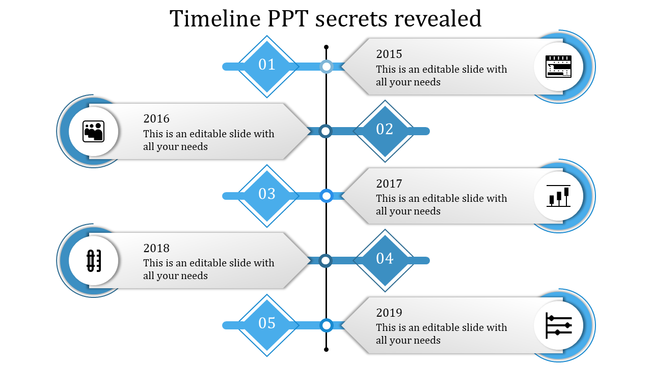 Purple circular timeline showing six nodes, captions marked '20XX,' connected by curved lines with alternating arrows.