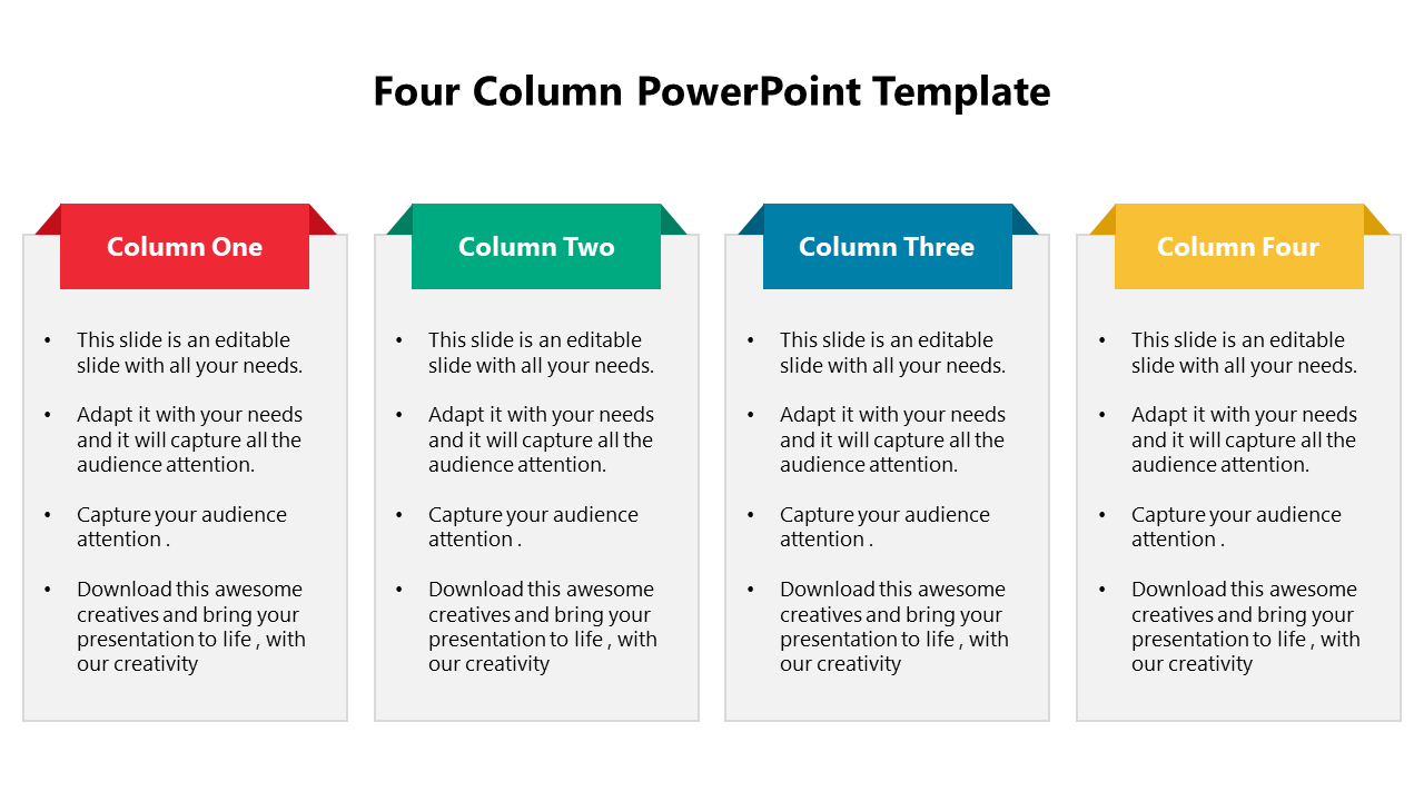 Elegant Four Column PowerPoint And Google Slides Template