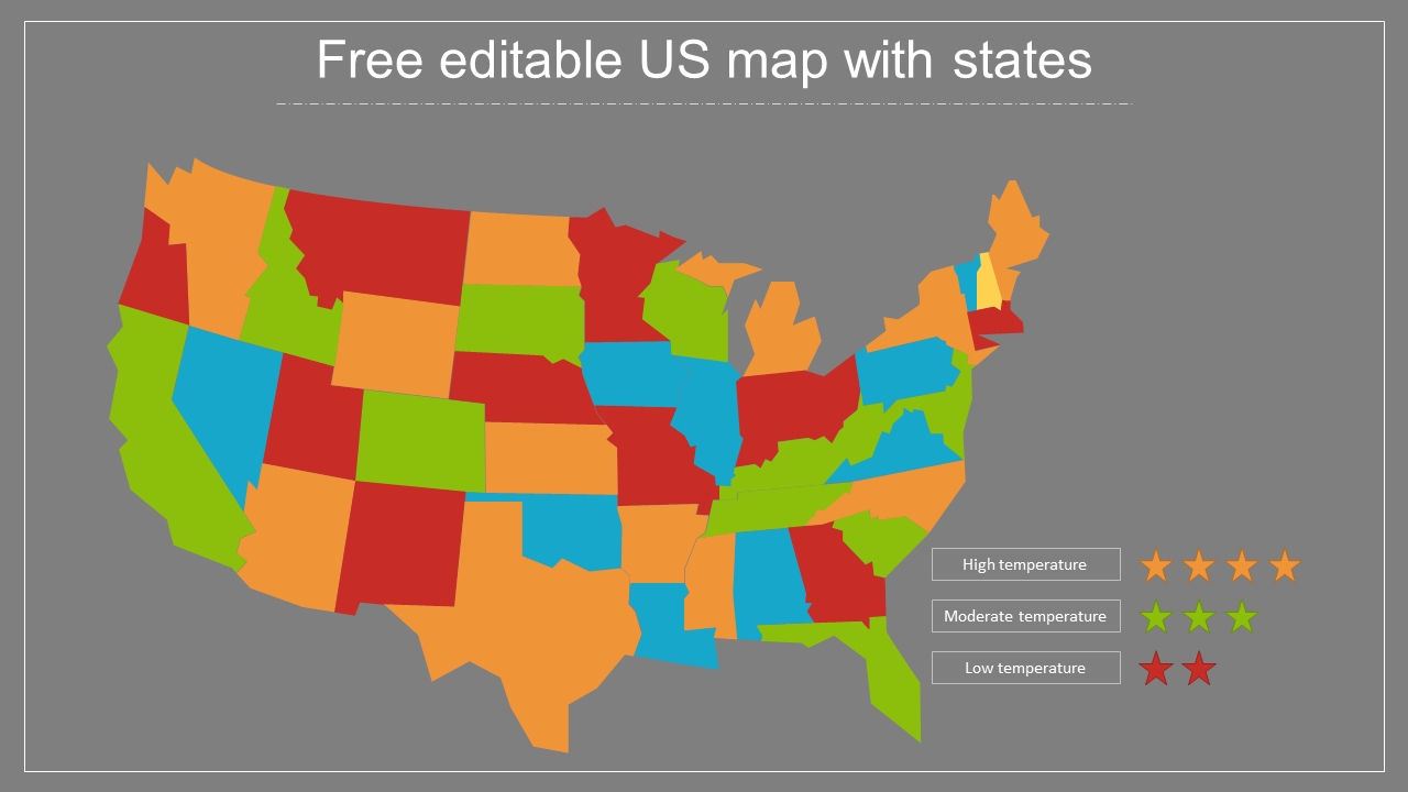 Free - 100% Free Editable US Maps With States In PowerPoint