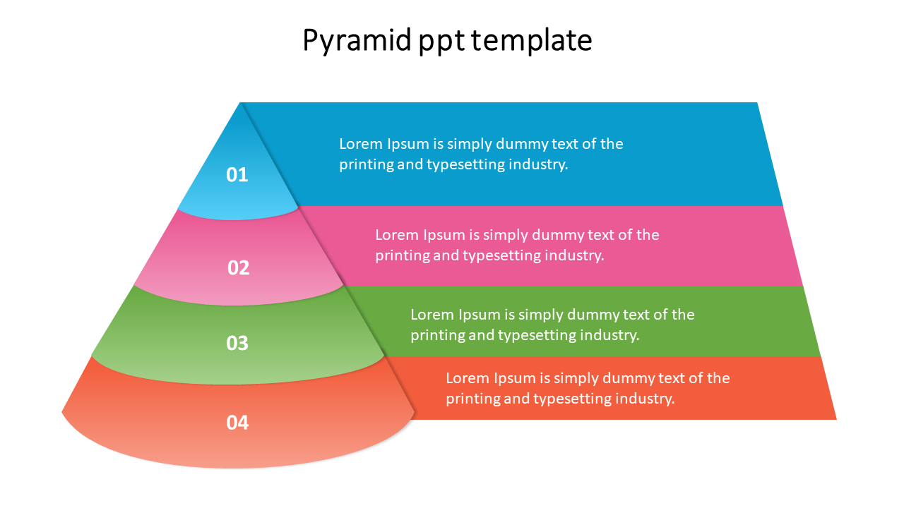 Layered pyramid template with four horizontal sections, each numbered from 01 at the top to 04 at the base
