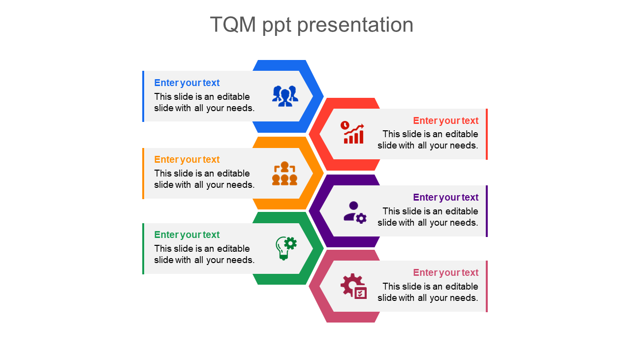 Multicolor TQM PPT Presentation Design With Six Node