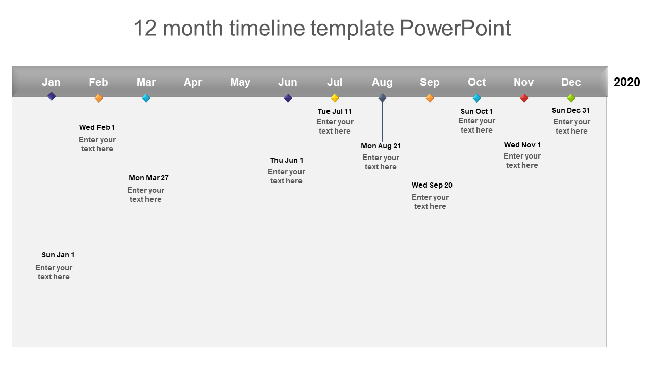 Thiết kế mẫu PowerPoint về dòng thời gian 12 tháng này sẽ giúp bạn trình bày chi tiết các sự kiện trong năm một cách dễ hiểu và rõ ràng. Hãy khám phá mẫu này để thấy được sự linh hoạt của nó, với nhiều biểu đồ, hình ảnh và các slide khác nhau cho bạn lựa chọn.