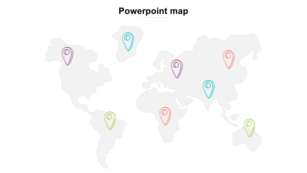 World map with eight colorful location pins placed across continents including North America, Europe, Africa, and Asia.