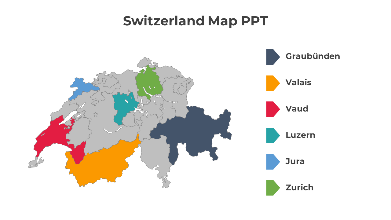 Free - Switzerland Map PowerPoint Template And Google Slides