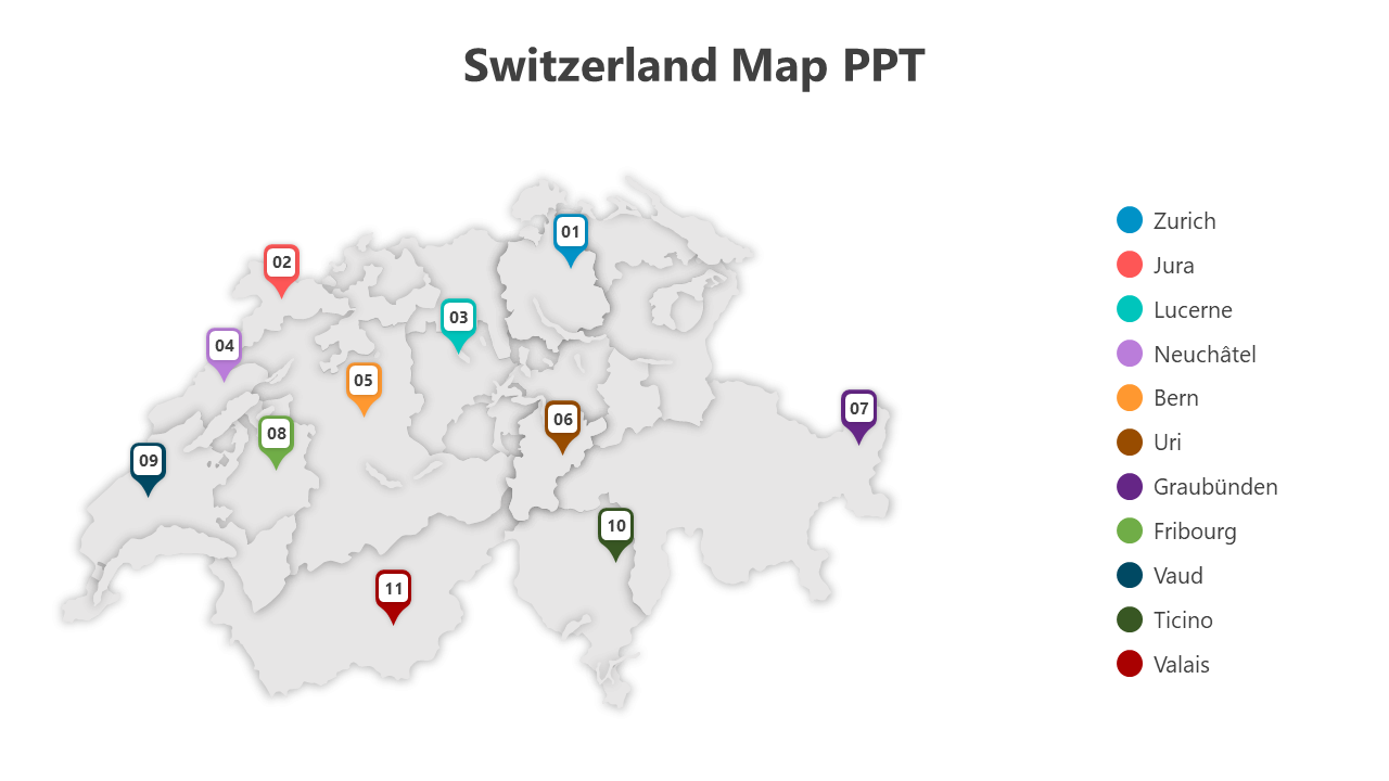 Template Switzerland Map PPT Free