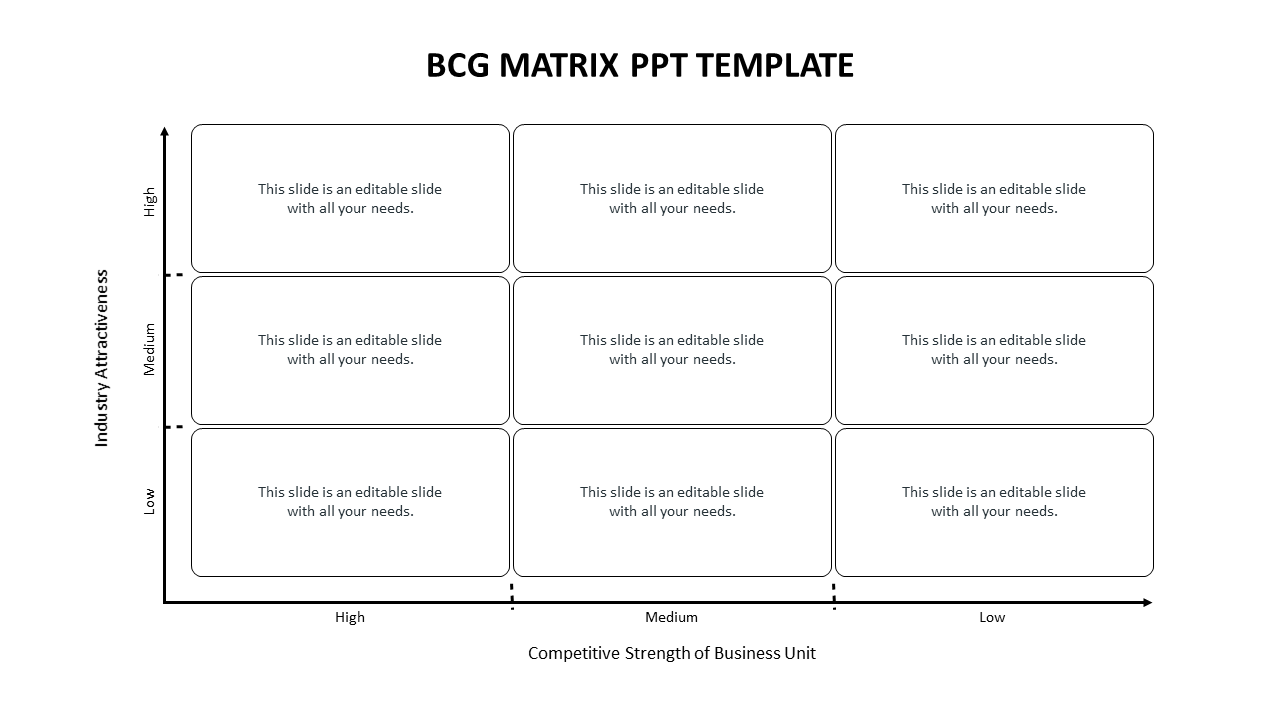 Attractive BCG Matrix PPT Template Presentation Design