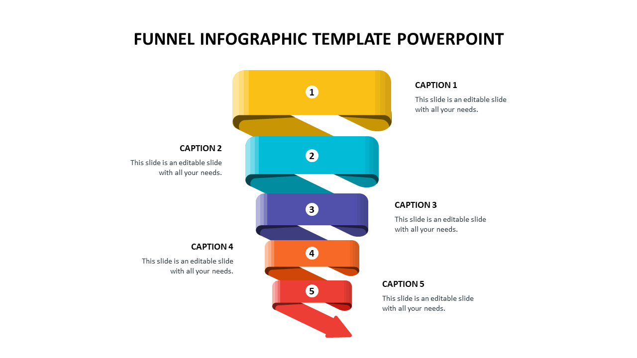 Best Funnel Infographic Template PowerPoint-Five Node