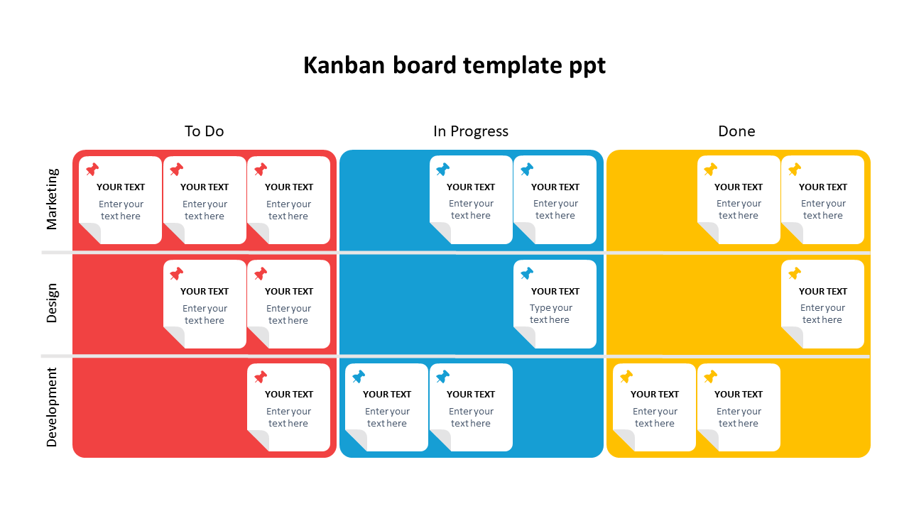 Colorful Kanban Board Template PPT Slide Inside Kanban Card Template