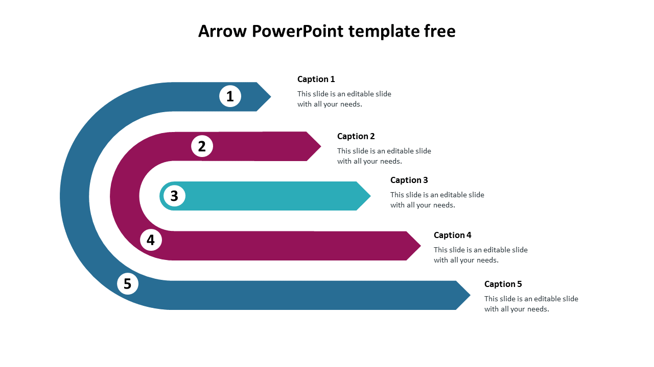 Best Curved Arrow PowerPoint Template Free Download