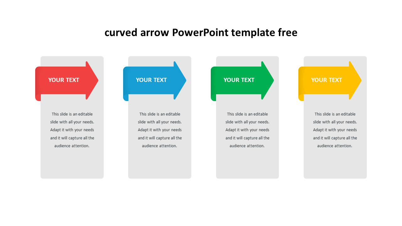 Multicolor Curved Arrow PowerPoint Template Free Slides