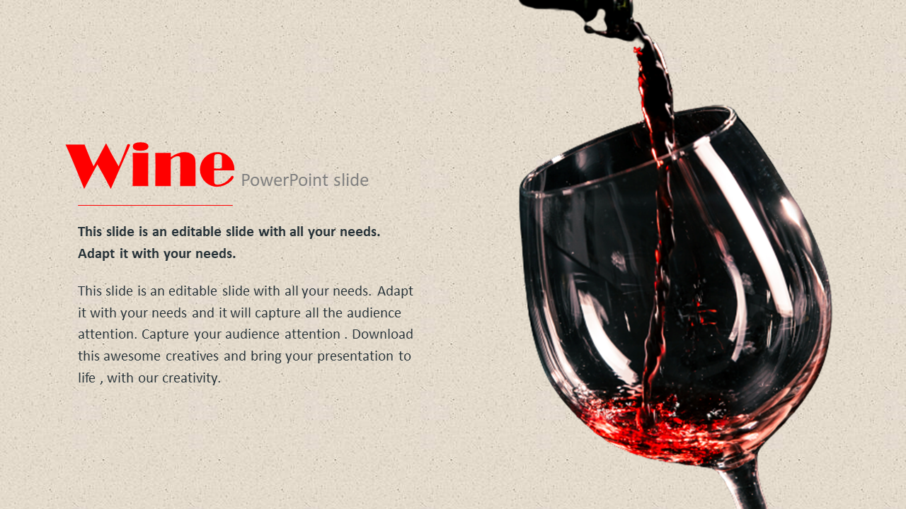 Attractive Wine PowerPoint Slide For Drinks Presentation
