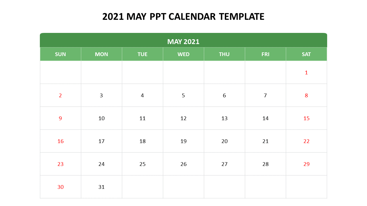 Download 2021 May PPT Calendar Template Designs