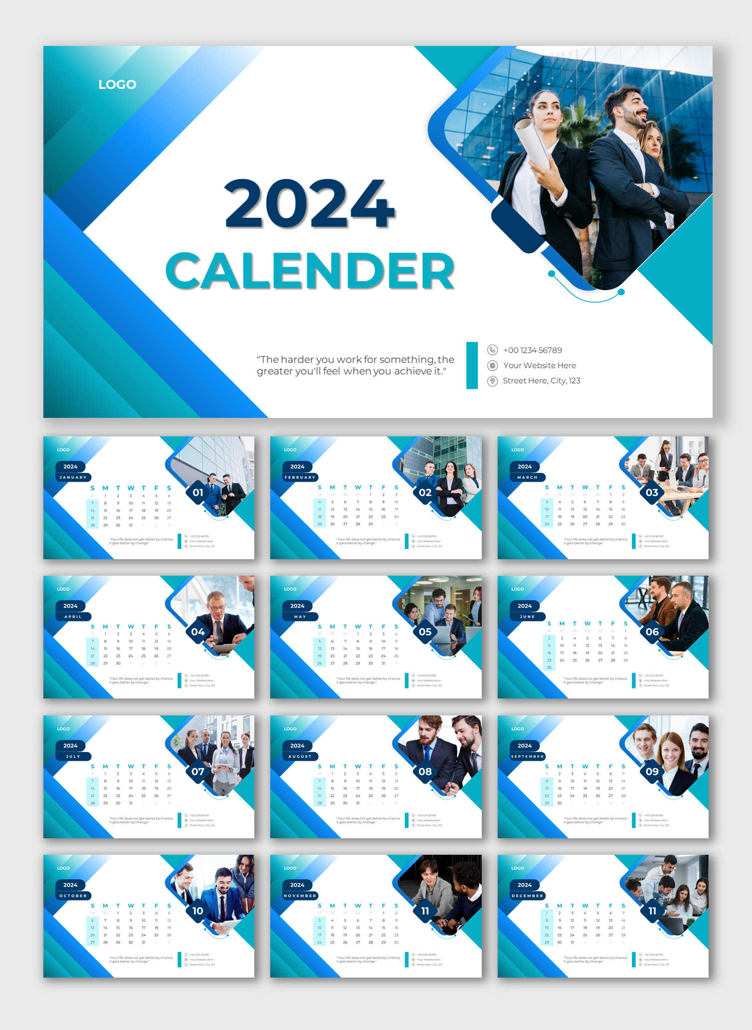 Unique 2024 Calendar PPT And Google Slides Templates