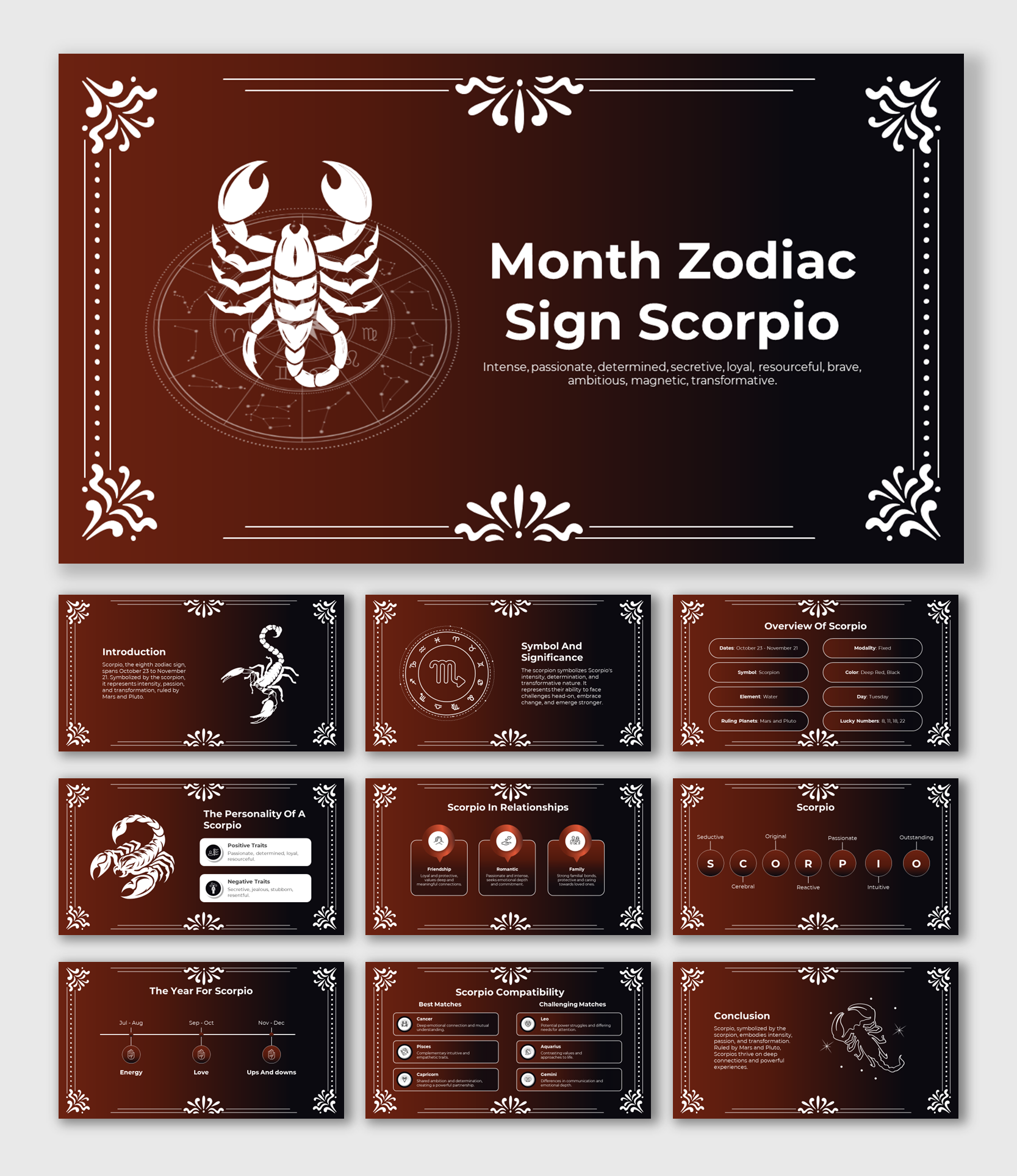 Month Zodiac Sign Scorpio Google Slides And Canva Templates
