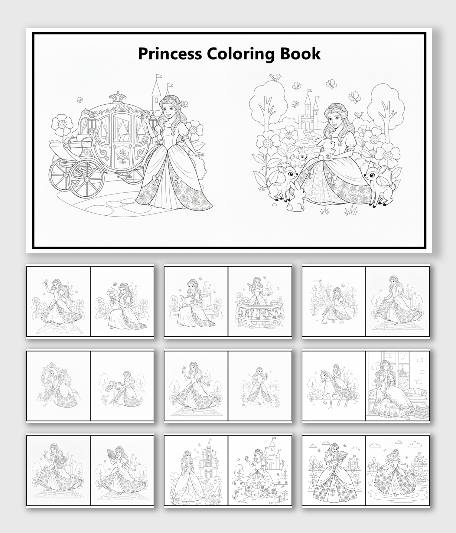 Princess Coloring Book PowerPoint And Canva Template