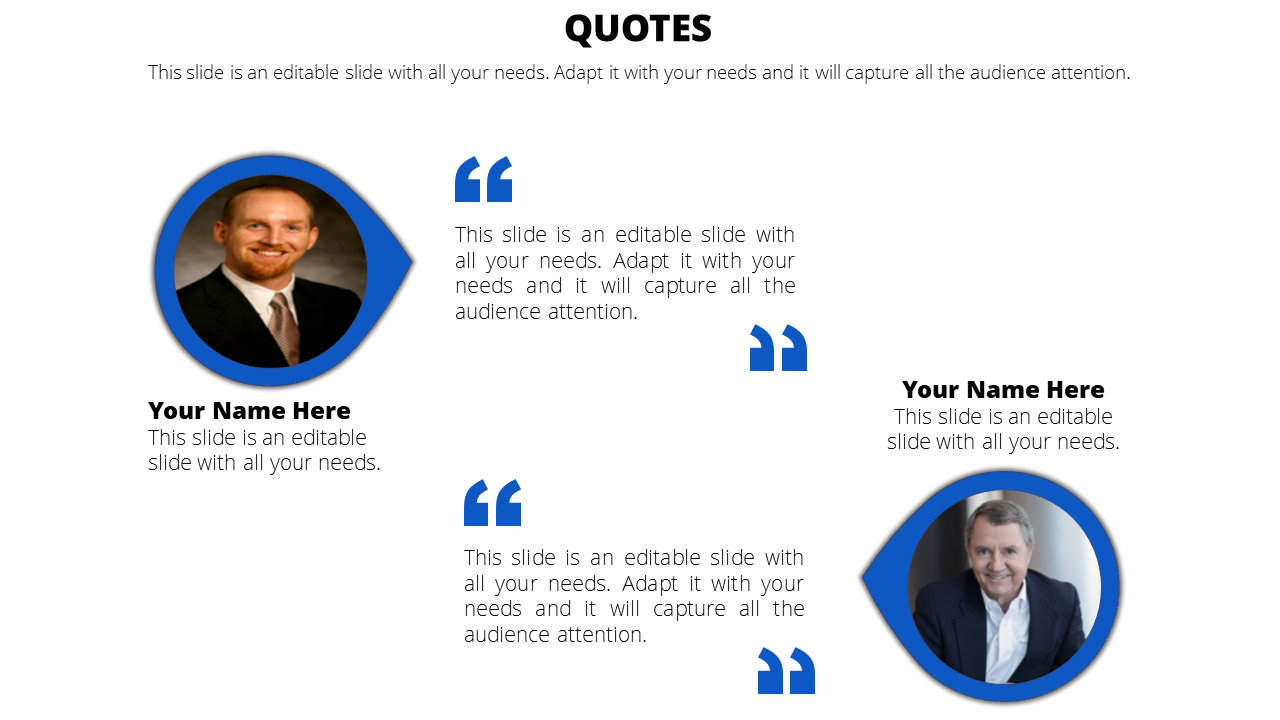 Eye catching PowerPoint Quote Template Slide Two Node
