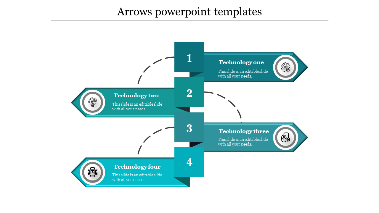 Arrows PowerPoint Templates With Four Nodes