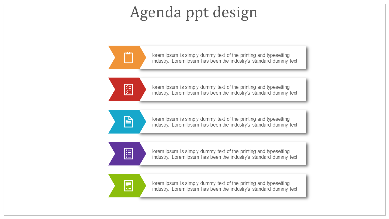 A Five Noded Agenda PPT Design Template