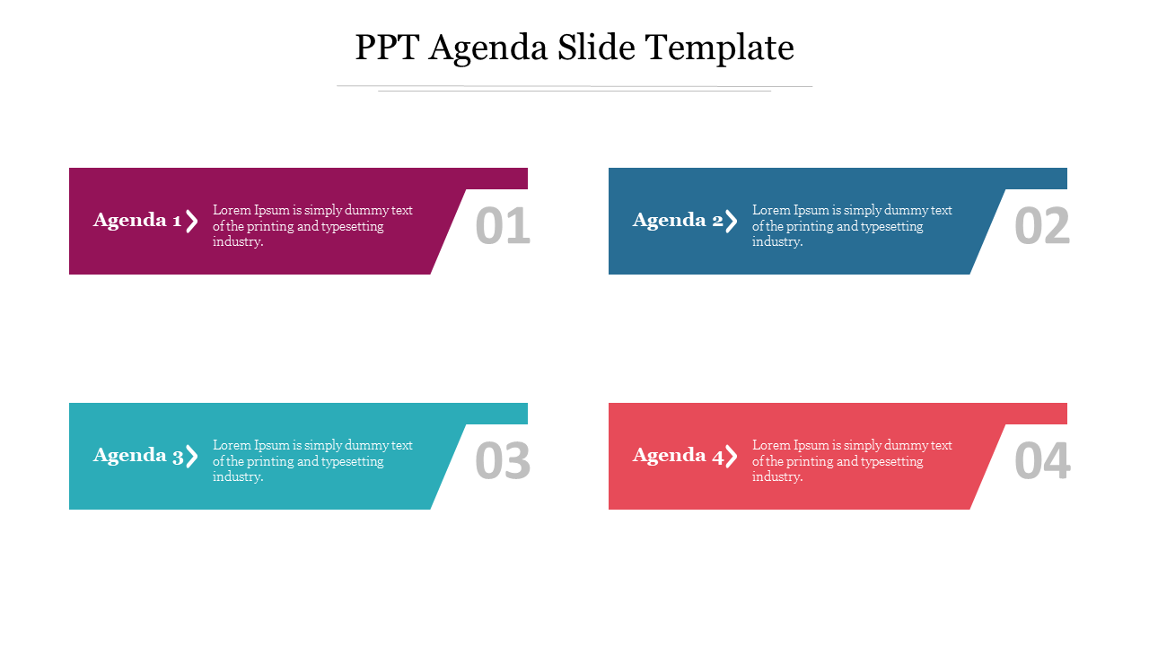 A Four Noded PPT Agenda Slide Template
