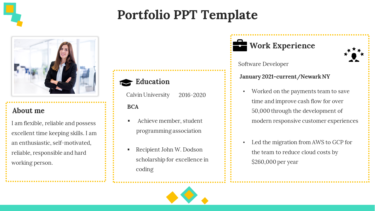 Free - Concise Portfolio PPT Presentation  And Google Slides