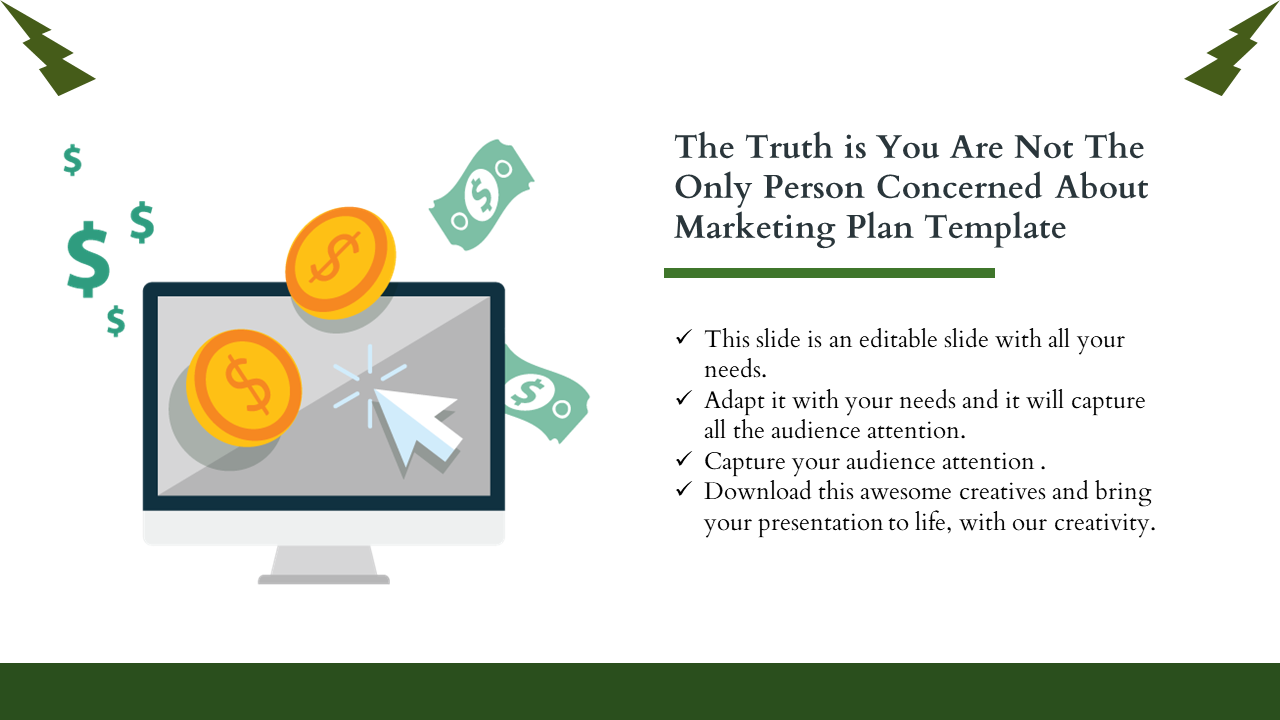 Visual of monetary symbols and a computer monitor with clickable elements, symbolizing financial planning and marketing.