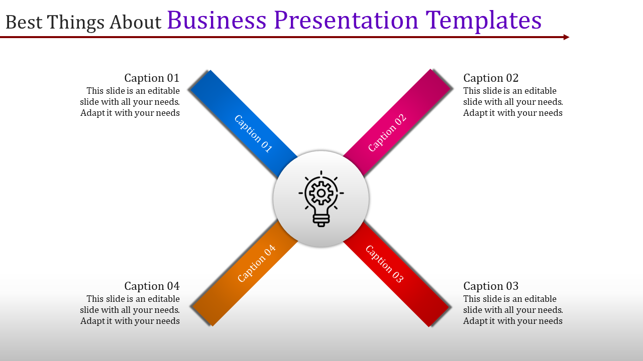 Infographic with blue, pink, orange, and red boxes radiating from a central circle, and captions at each end.