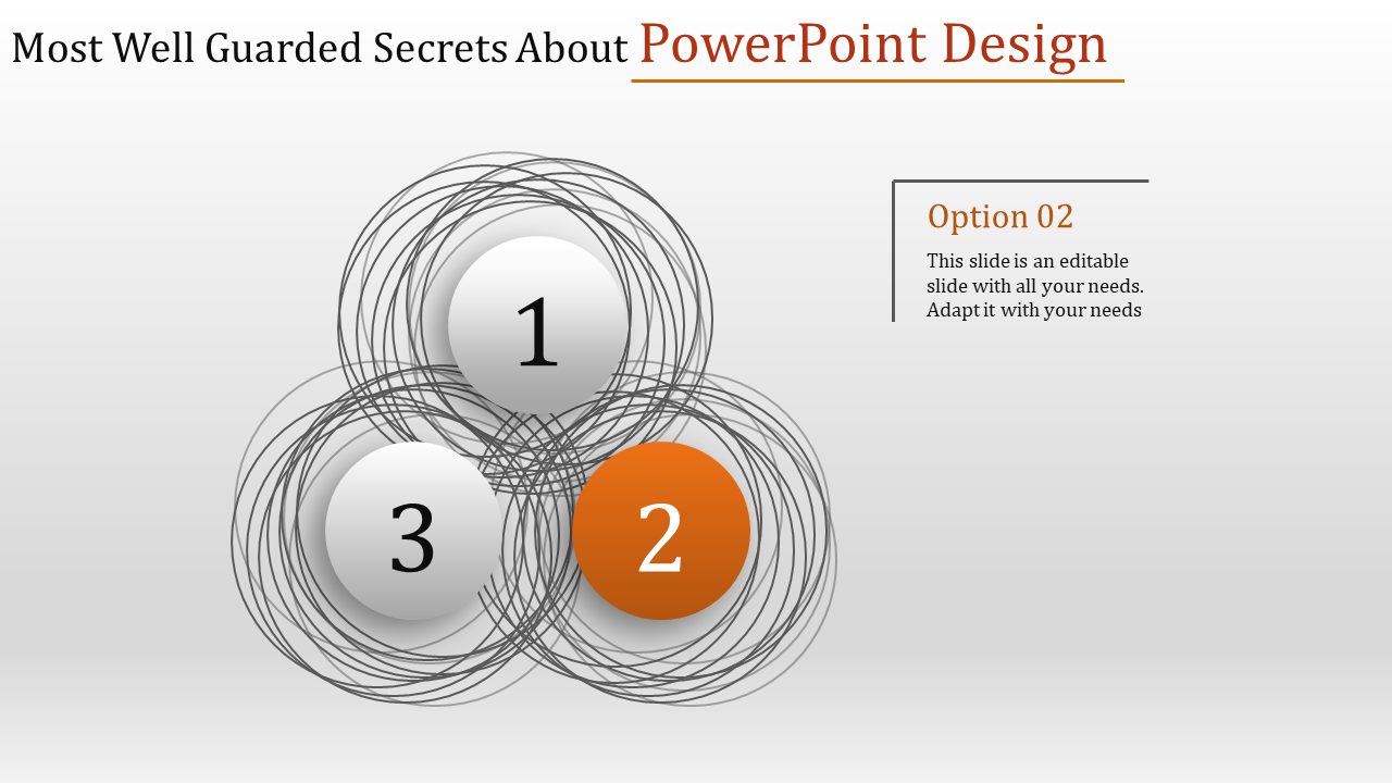 Three interconnected circles with numbers 1, 2, and 3, overlapping in a modern spiral design in a grey backdrop.