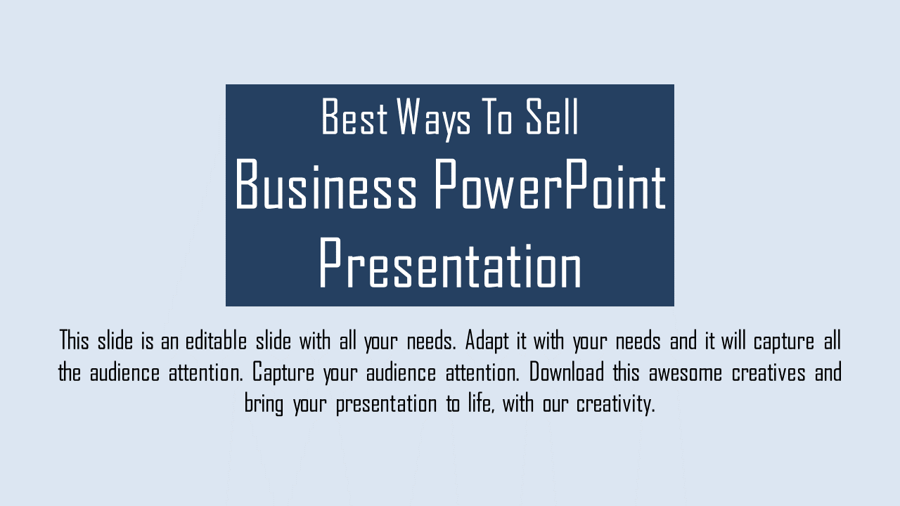 Slide design featuring a centered title in a dark blue box and descriptive text below on a light background.